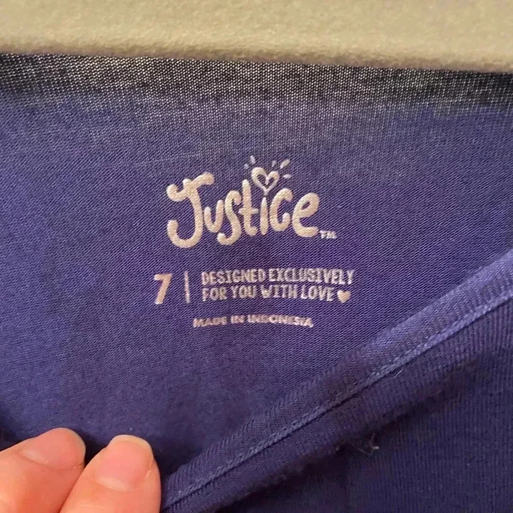 Justice girls 7/8 blue and aqua tie dye flowy batwing top medium